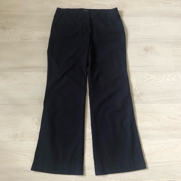 J. Crew Navy City Fit Cotton Wide Leg Flare Chino Pants - Picture 3 of 16